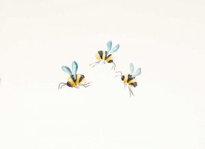 3 Bees on White