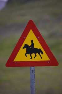 Iceland, Snaefellsnes Horse Crossing road sign
