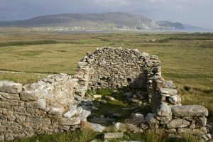 Ireland, Mayo, Achill Island Ruins at Slievemore