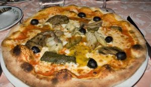 Italy, Camogli Neopolitan pizza with vegetables