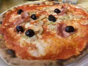 Italy, Positano Plate of Neapolitan pizza
