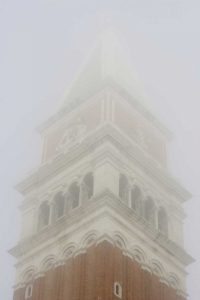 Italy, Venice Campanile in early morning fog