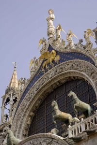Italy, Venice Top facade of St Marks Basilica