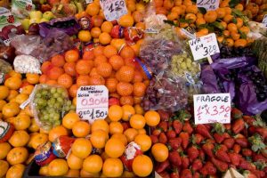 Italy, Venice Fresh fruit for sale in a market