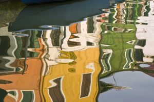 Italy, Burano Houses reflecting on canal