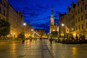 Poland, Gdansk Plaza for walking and dining