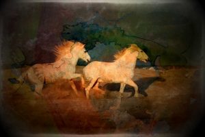Artistic conception of running horses