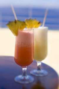 French Polynesia Tropical drinks with garnish