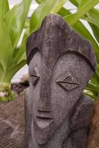 French Polynesia, Moorea Stone tiki face