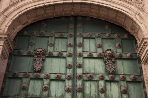 Peru, Cuzco The door of a Jesuit church