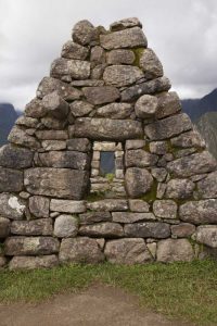 Peru, Machu Picchu Aligned windows in ruins