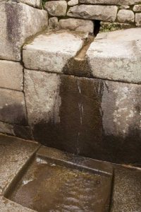 Peru, Machu Picchu Inca stone water fountains