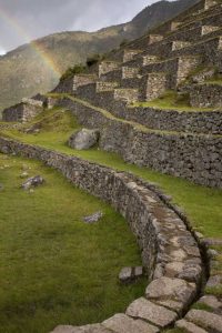 Rainbows over the terraces, Machu Picchu, Peru