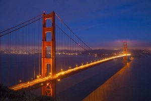 CA, San Francisco Golden Gate Bridge at night