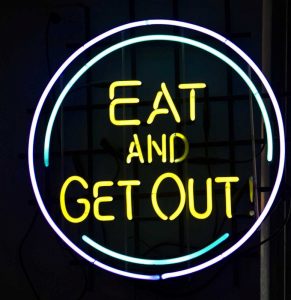 Illinois, Chicago Humorous neon sign at a diner