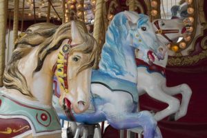 Merry-go-round horses, Indianapolis, Indiana, USA